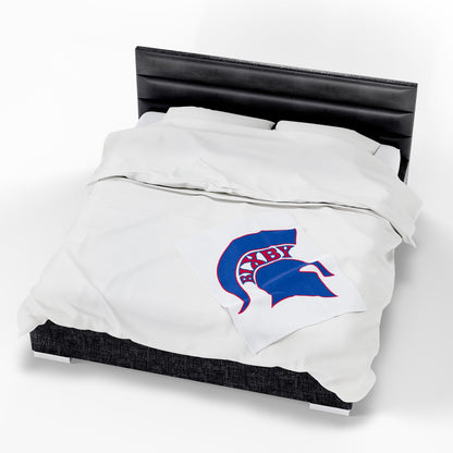 Spartan Blue Logo Velveteen Plush Blanket