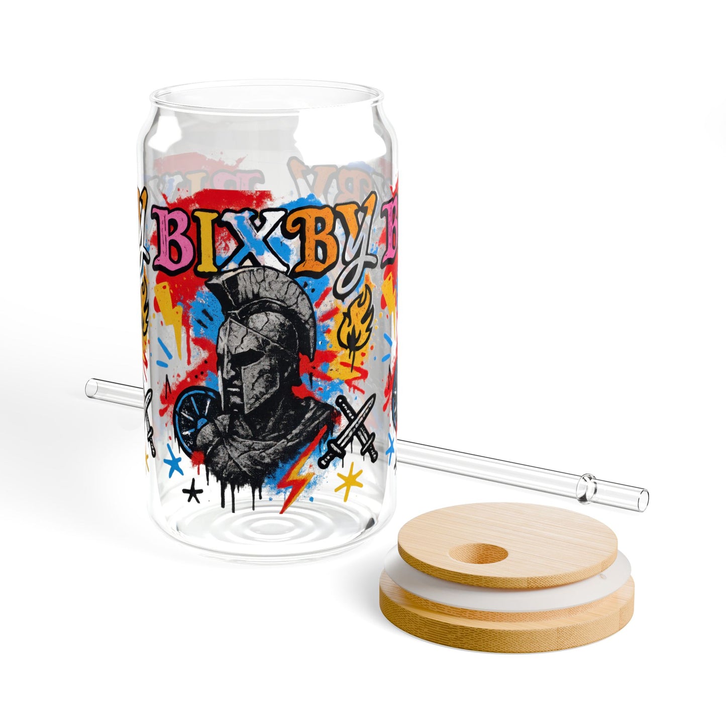 Spartans Chaos Graffiti Sipper Glass, 16oz