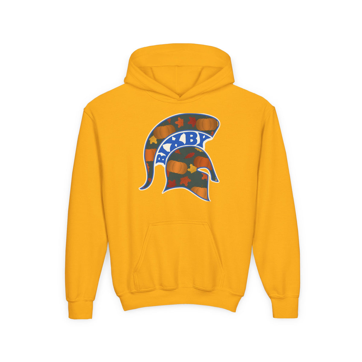 Bixby Spartans Pumpkin Patch Helmet Youth Hoodie – Kids Fall Game Day Hoodie