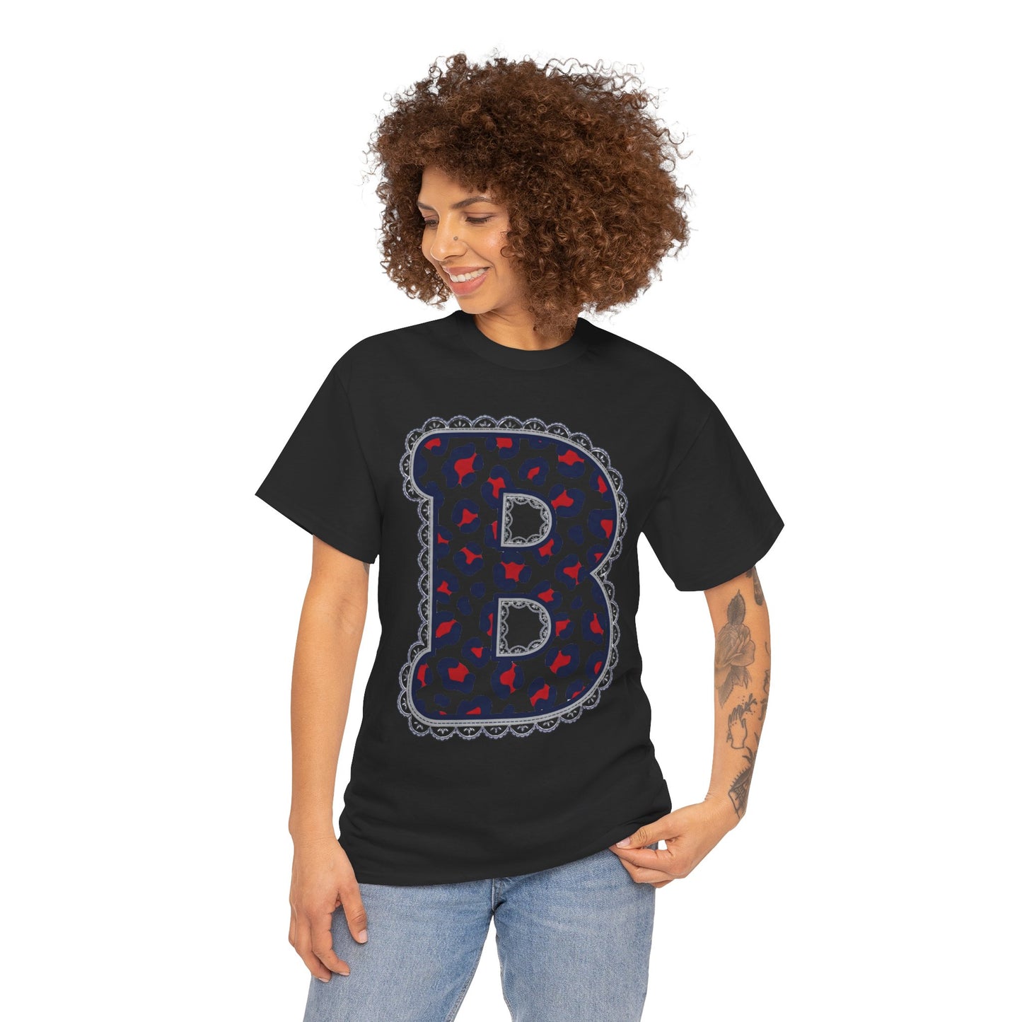 Leopard Print "B" Gildan Tee