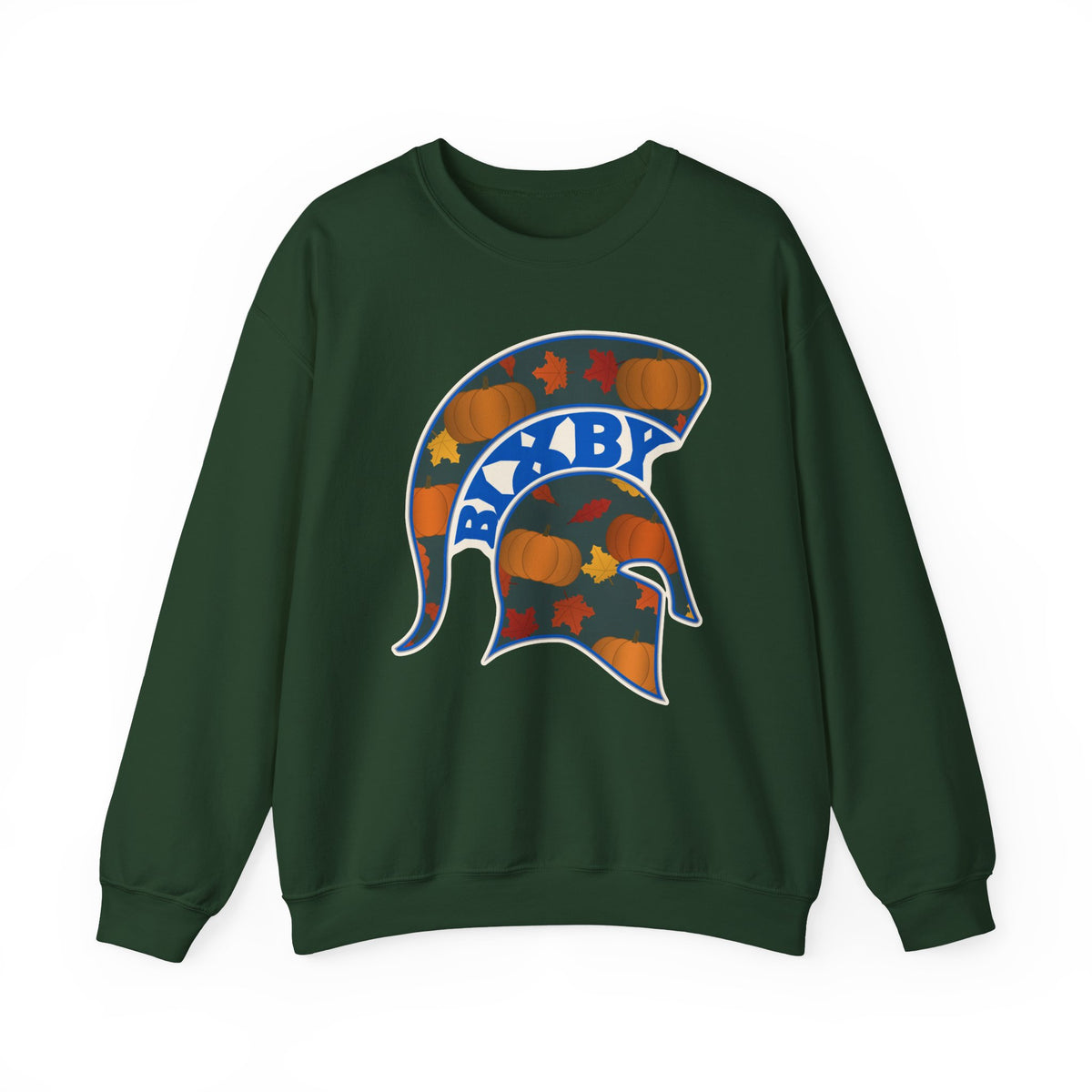 Bixby Spartans Pumpkin Patch Helmet Sweatshirt – Fall Game Day Crewneck