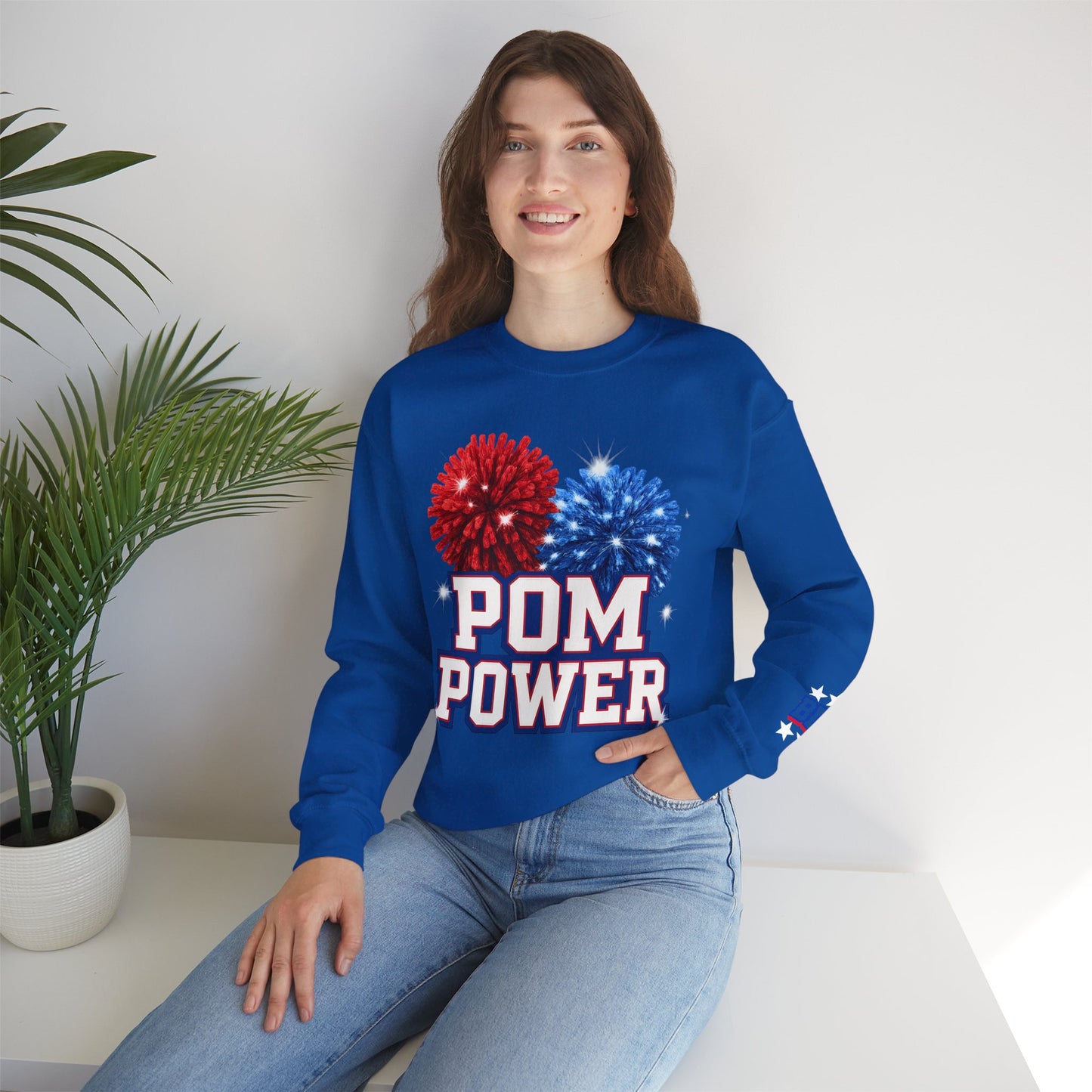 Pom Power With Sleeve Print Gildan Sweatshirt