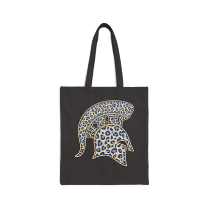 Leopard Print Spartan Helmet Tote Bag — Canvas Market Bag