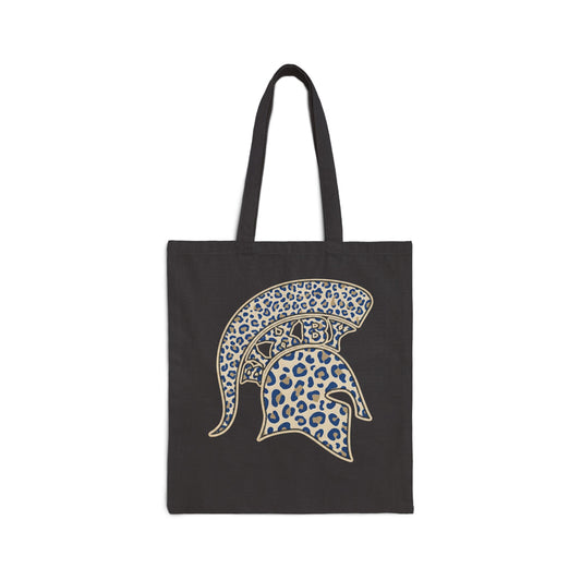 Leopard Print Spartan Helmet Tote Bag — Canvas Market Bag
