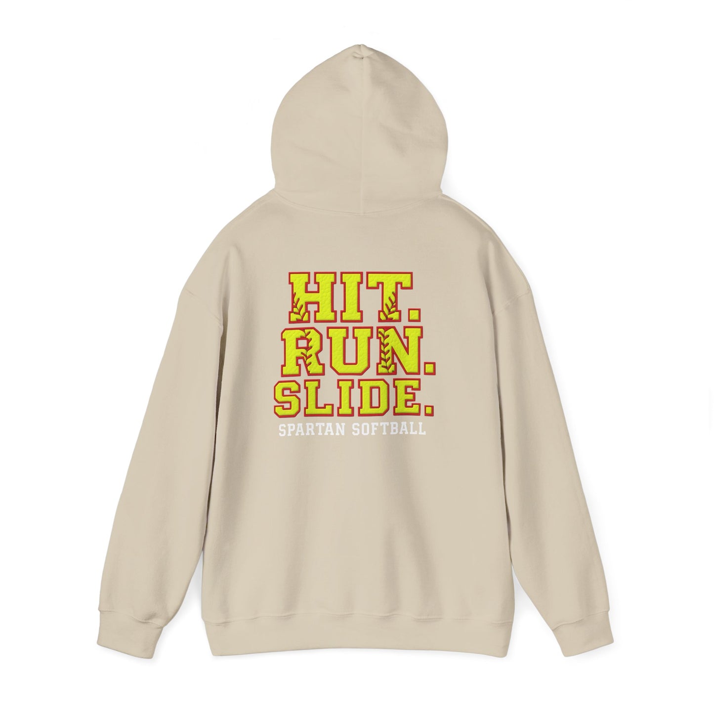 Hit. Run. Slide. Spartan Softball Gildan Hoodie