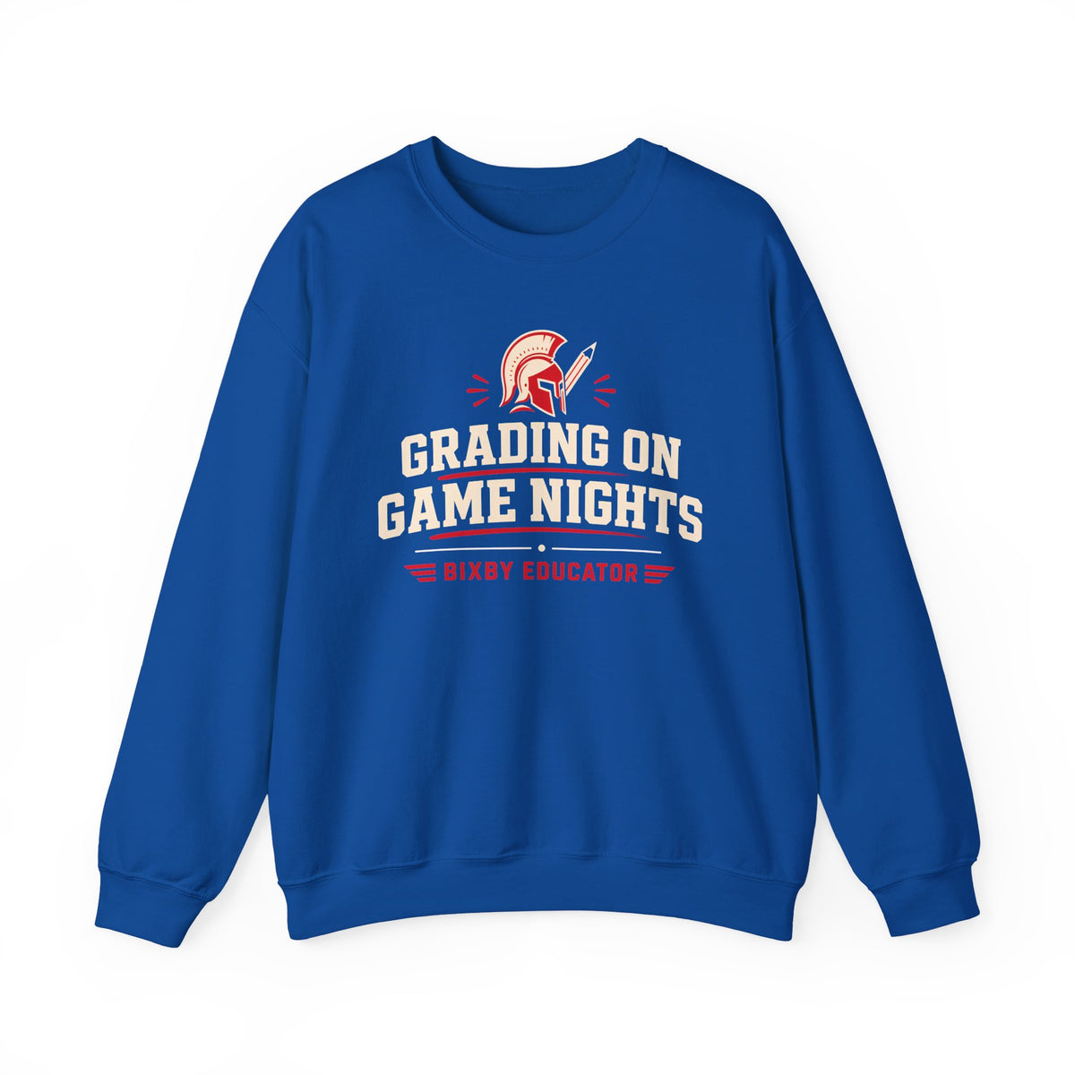 Bixby Spartans Grading On Game Nights - Funny Teacher Game Night Gift Sweatshirt