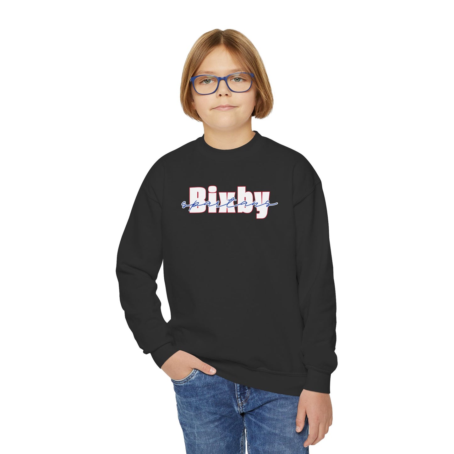 Bixby Spartans Cursive Youth Gildan Sweatshirt