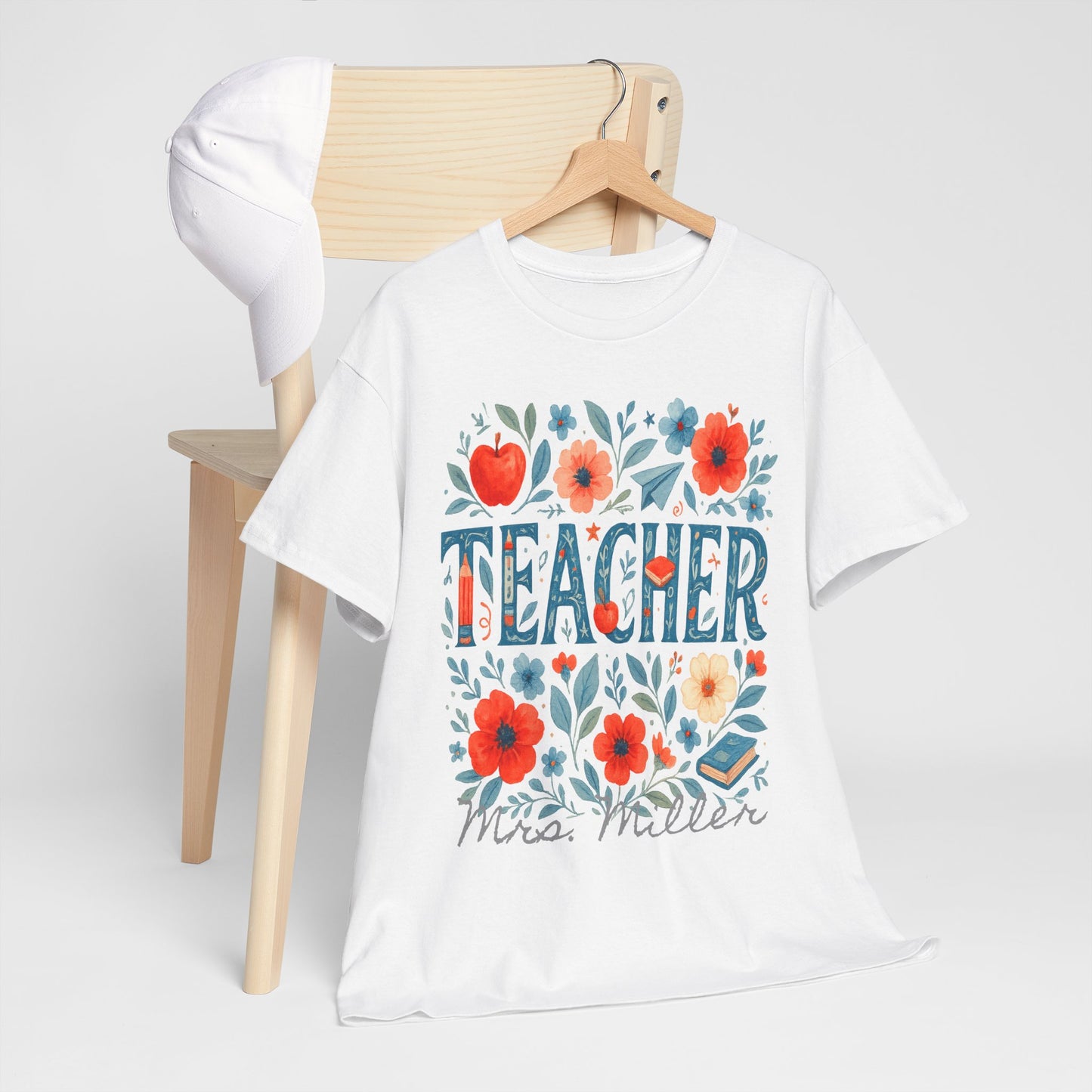 Floral Personalized Teacher Spartan Gildan Tee