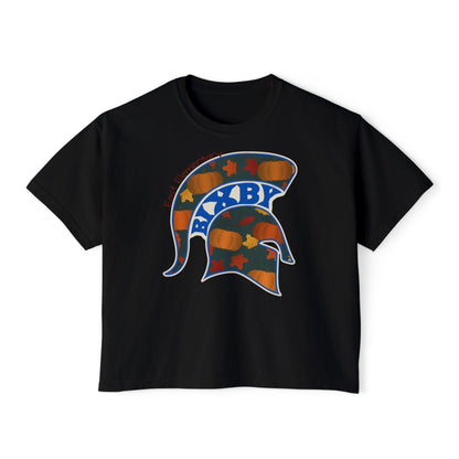 Bixby Spartans East Elementary Pumpkin Patch Helmet Women's Boxy Tee – Fall Mom Shirt