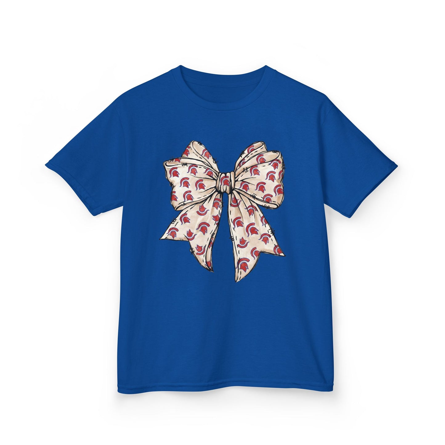 Spartan Helmet Pattered Bow Youth Gildan Tee