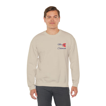 Personalized Spartan Helmet Embroidered Blue Lettering Gildan Sweatshirt