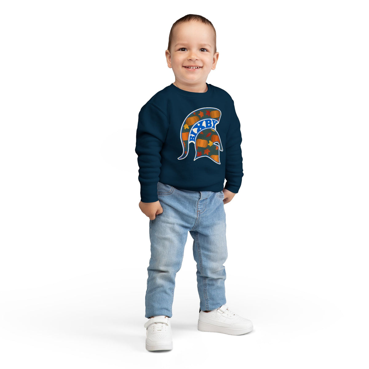 Bixby Spartans Pumpkin Patch Helmet Toddler Sweatshirt – Little Spartan Fall Crewneck