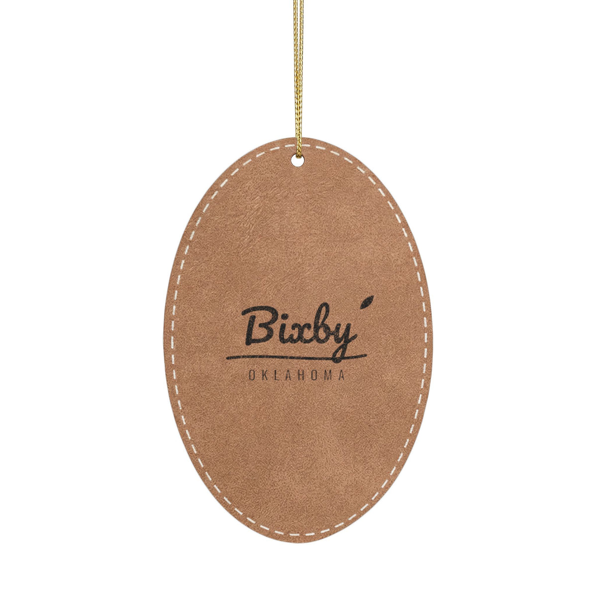 Bixby Garden Script Engraved Leatherette Ornament