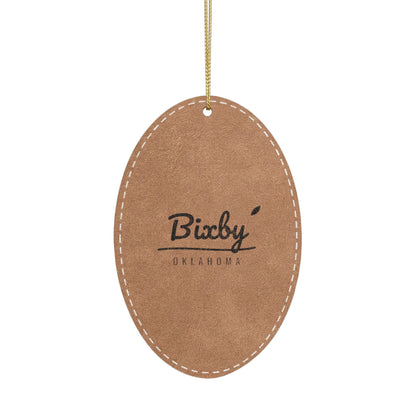 Bixby Garden Script Engraved Leatherette Ornament