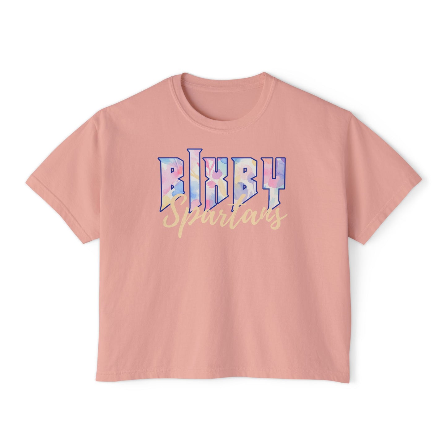 Bixby Spartans Comfort Colors Retro Floral Boxy Tee