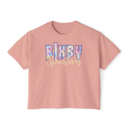 Bixby Spartans Comfort Colors Retro Floral Boxy Tee