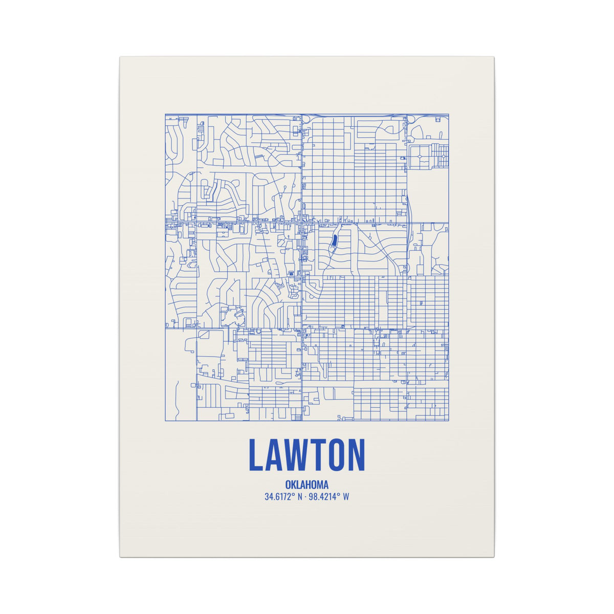 Lawton Street Map Canvas, Royal Blue on Cream