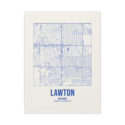 Lawton Street Map Canvas, Royal Blue on Cream