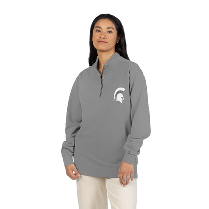 Bixby Spartans White Helmet Quarter-Zip Pullover Comfort Colors Tee