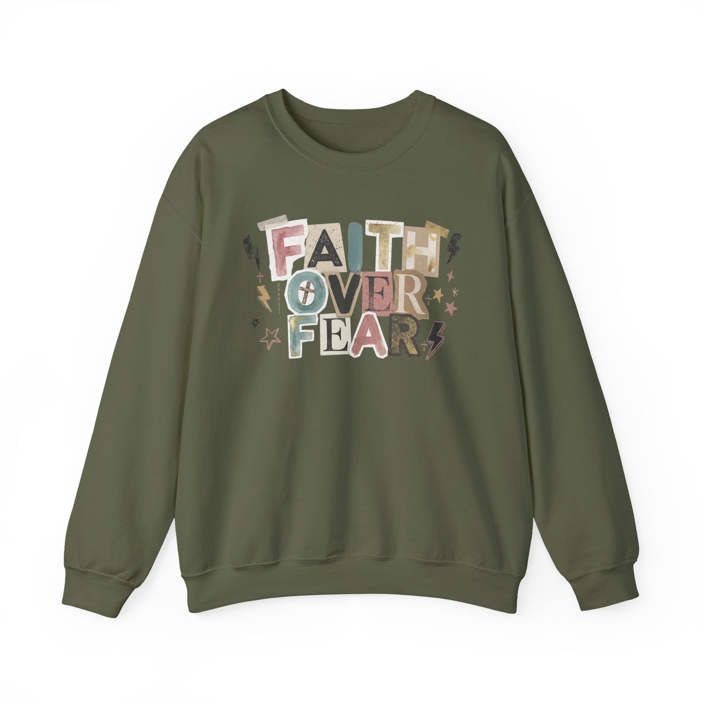 Faith Over Fear Gildan Sweatshirt | Inspirational Graphic Crewneck
