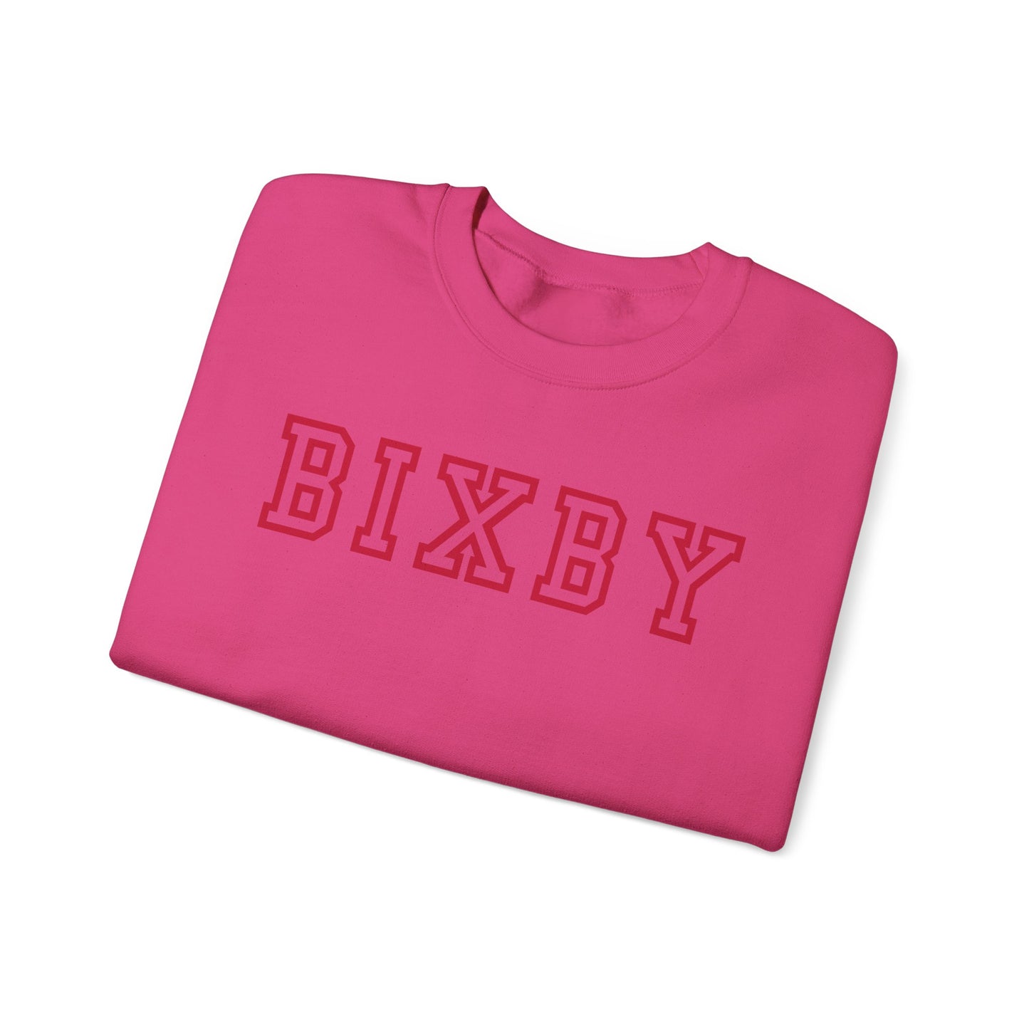 Bixby Block Print Gildan Sweatshirt with Sleeve Logo