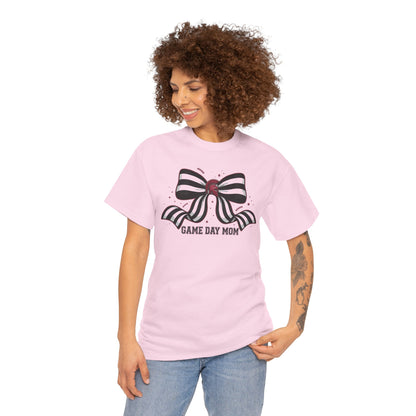 Game Day Mom T-Shirt – Striped Bow Football Mom Tee