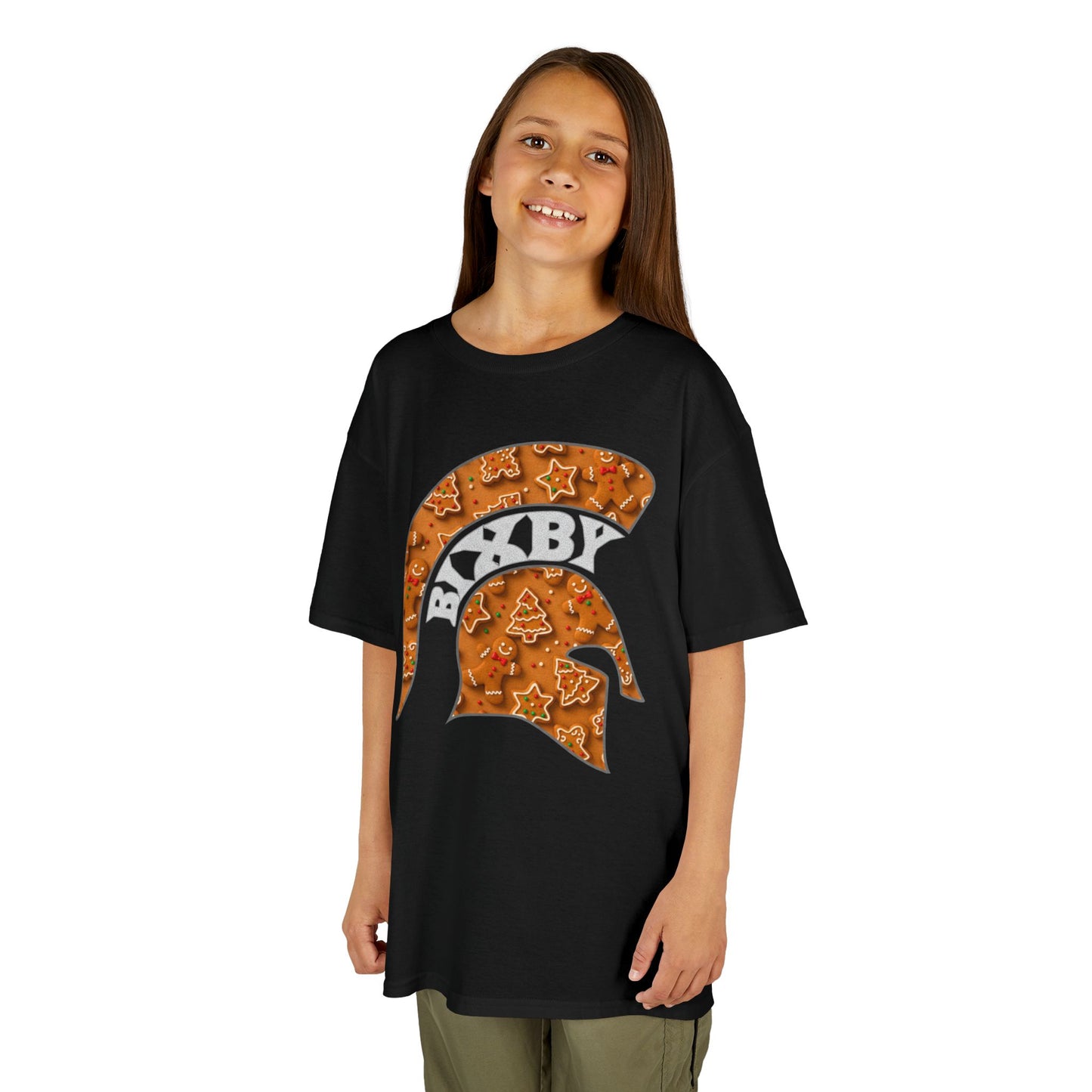 Bixby Spartan Gingerbread Helmet Youth Gildan Tee