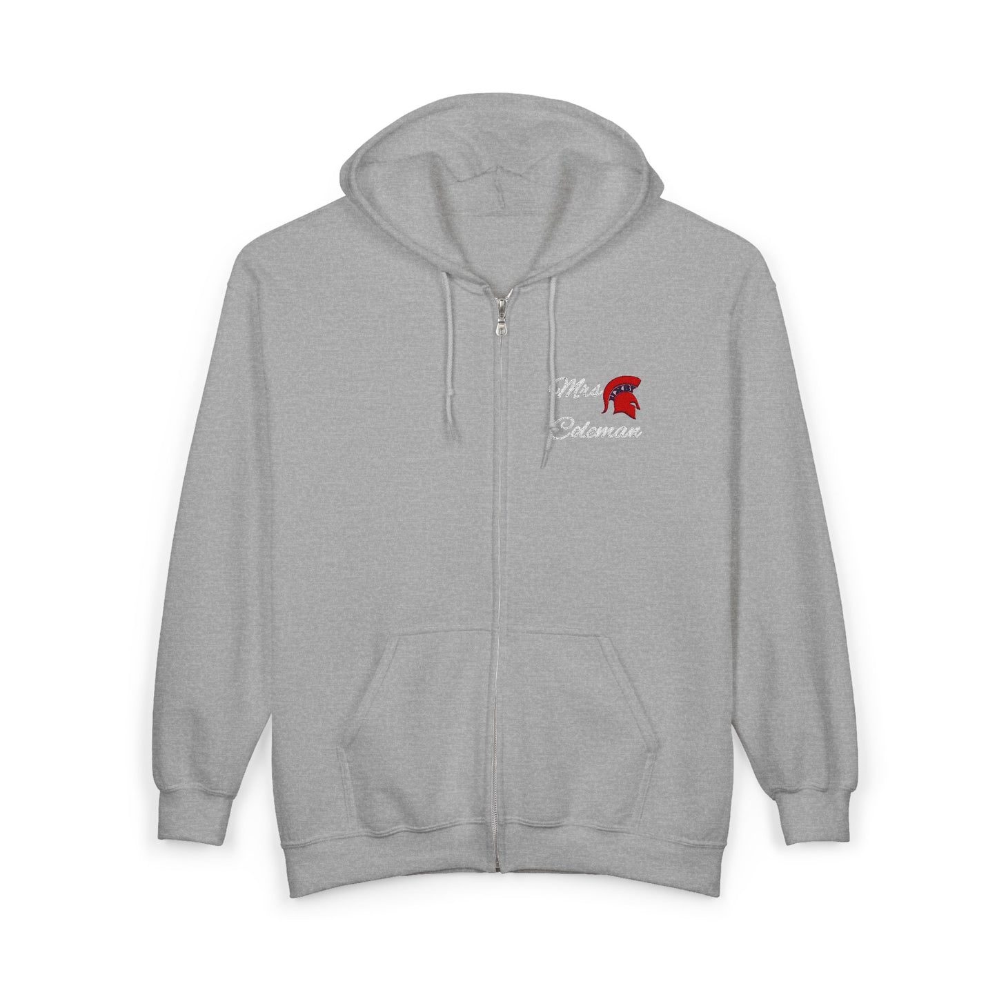 Personalized Spartan Helmet and Name Embroidered Full Zip Gildan Hoodie