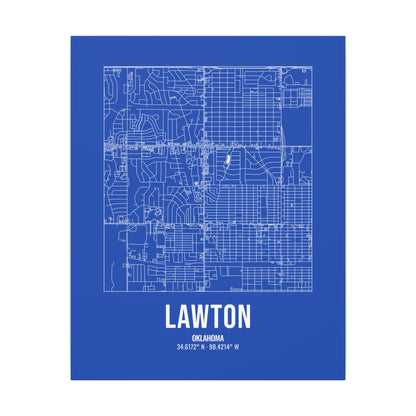 Lawton Street Map Canvas, White on Royal Blue