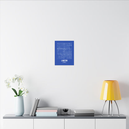 Lawton Street Map Canvas, White on Royal Blue