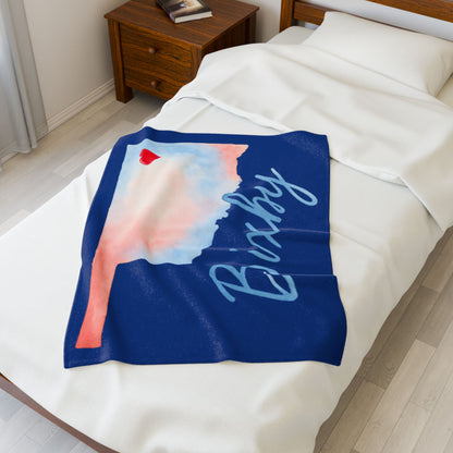 Bixby OK Watercolor Velveteen Plush Blanket
