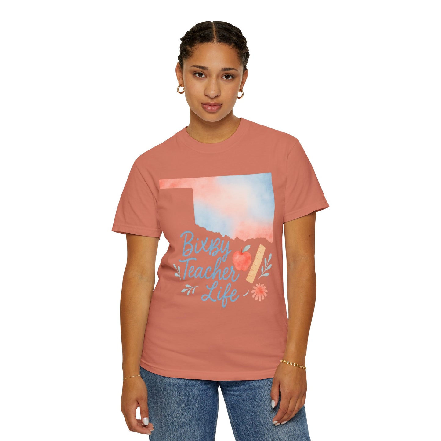 Teacher Life Bixby OK Watercolor Comfort Colors Tee