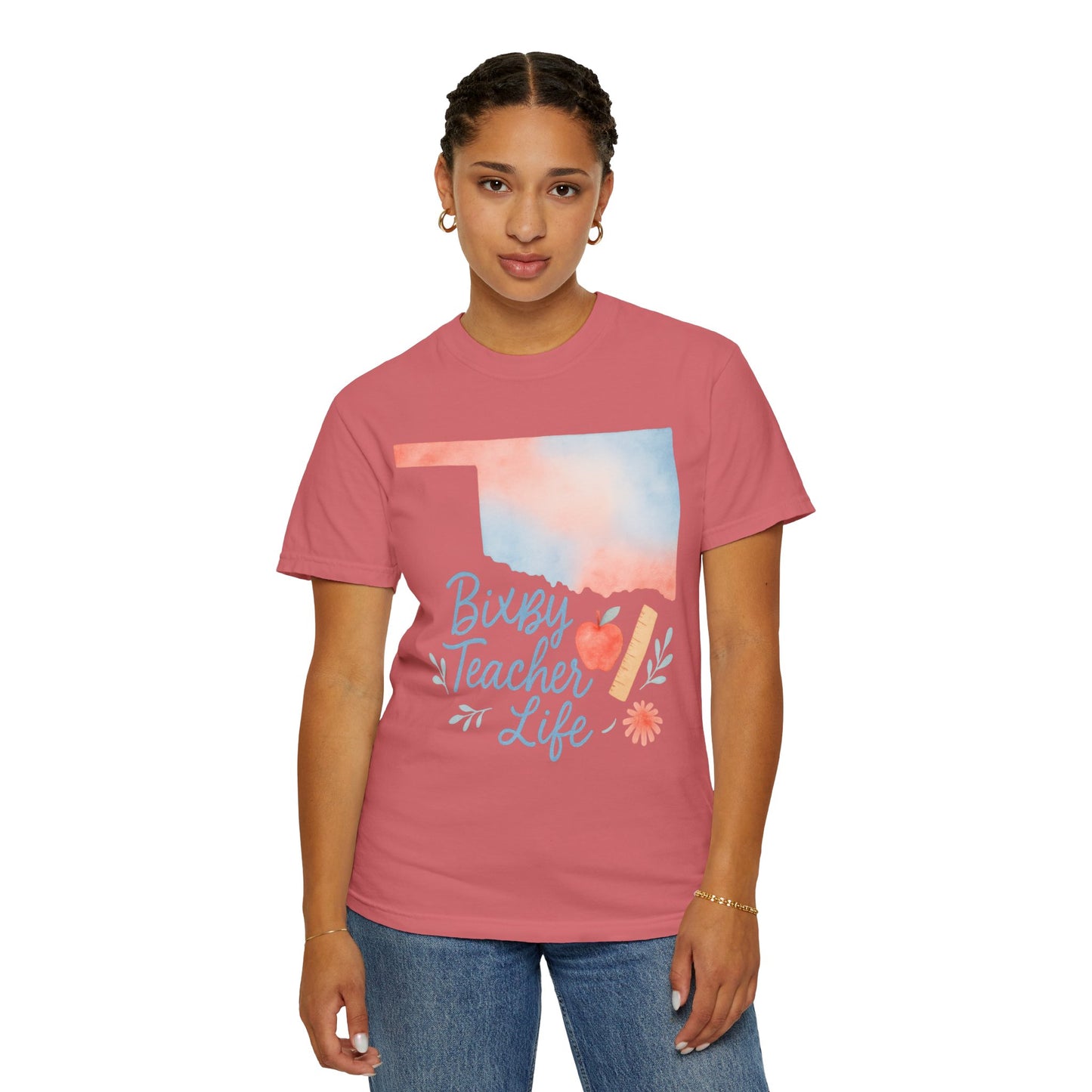Teacher Life Bixby OK Watercolor Comfort Colors Tee
