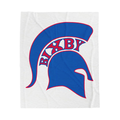 Spartan Blue Logo Velveteen Plush Blanket