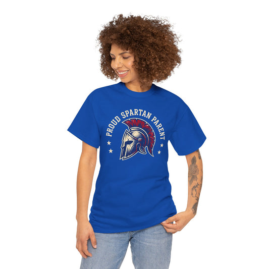 Proud Spartan Parent T-Shirt School Spirit Tee with Spartan Helmet Design