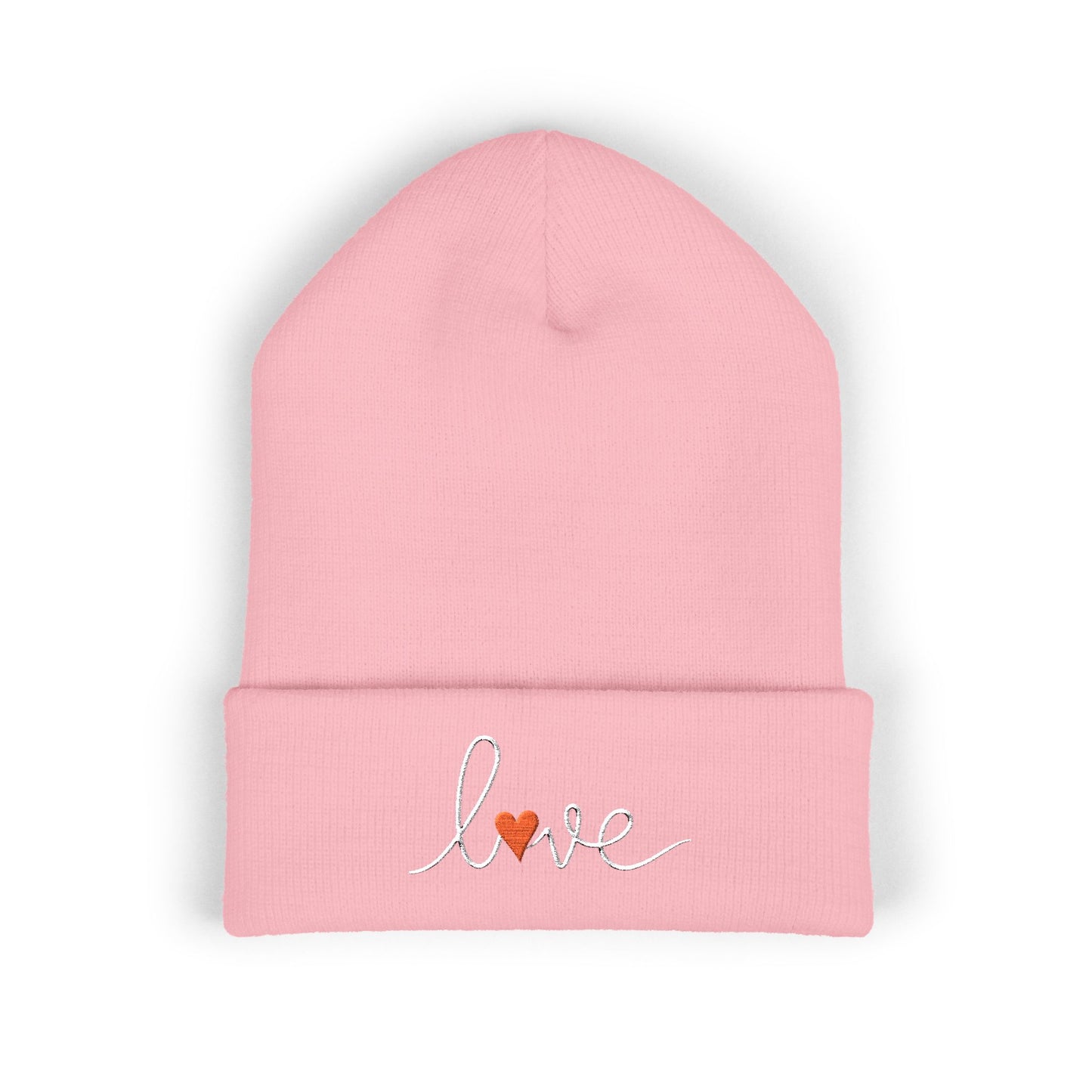 Love Embroidered Cuffed Beanie Cozy Casual Knit