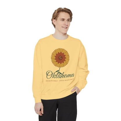 Indian Blanket Garden Script Oklahoma Crewneck Sweatshirt | Comfort Colors