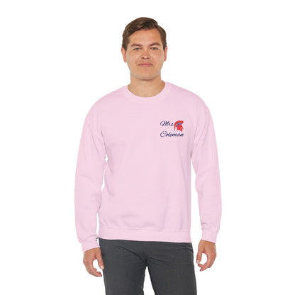 Personalized Spartan Helmet Embroidered Blue Lettering Gildan Sweatshirt