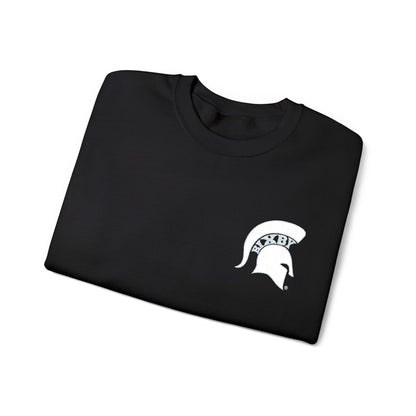 Embroidered White Spartan Helmet Gildan Sweatshirt