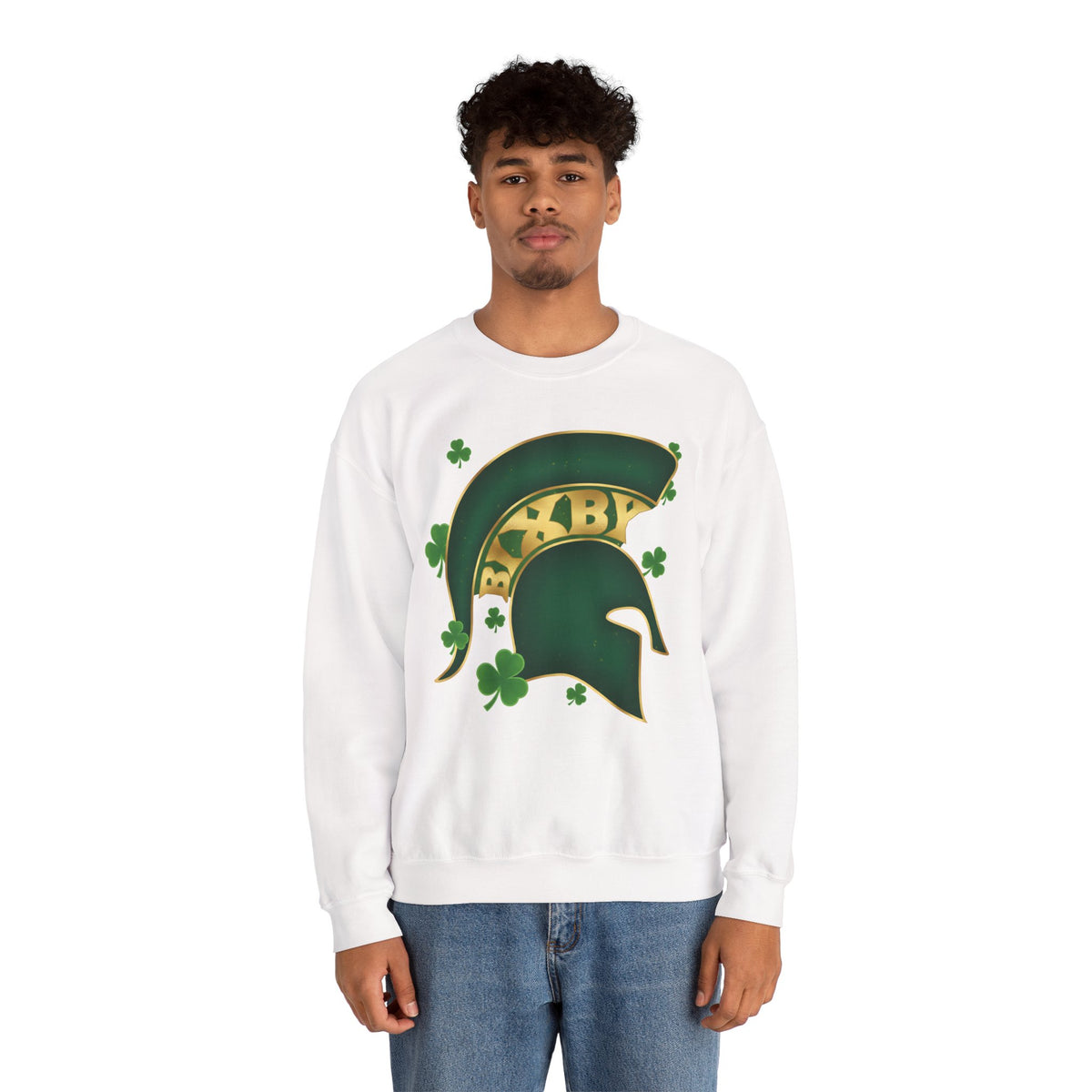 St. Patty's Good Luck Spartan Helmet Adult Gildan Sweatshirt