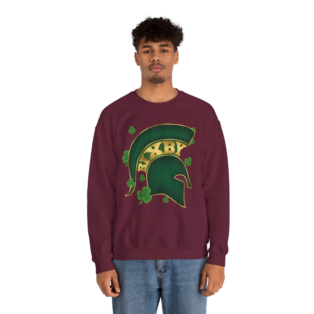 St. Patty's Good Luck Spartan Helmet Adult Gildan Sweatshirt