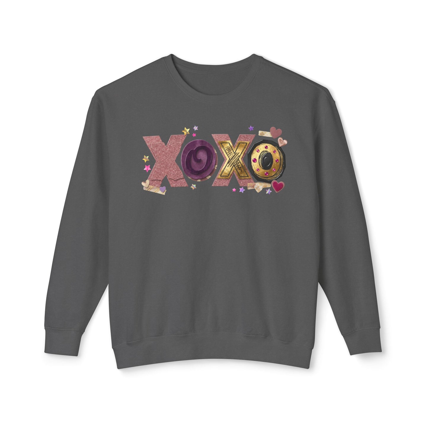 XOXO Candy Heart Graphic Comfort Colors Sweatshirt | Valentine Hearts Love Design