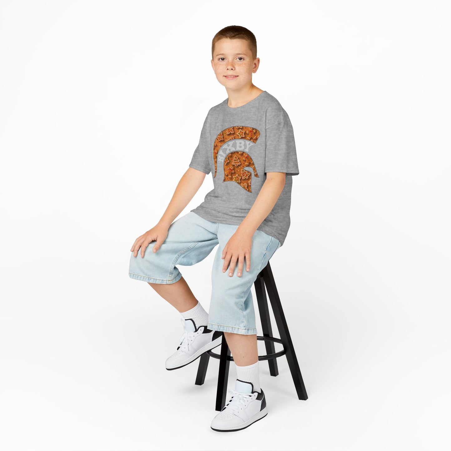 Bixby Spartan Gingerbread Helmet Youth Gildan Tee