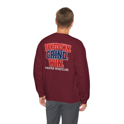 Takedown. Grind. Win Spartan Wresting Gildan Sweatshirt