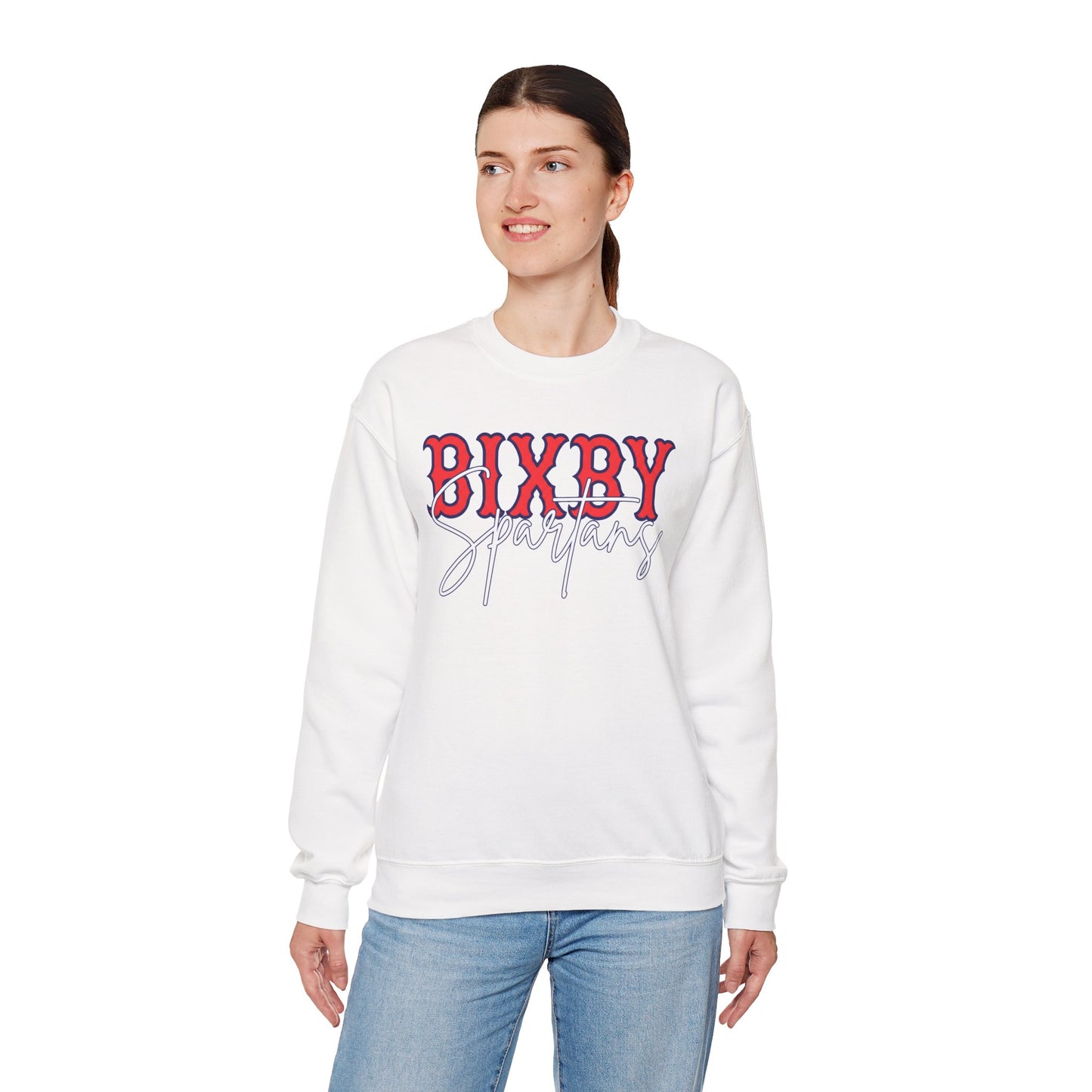 Bixby Spartans Cursive Print Gildan Sweatshirt