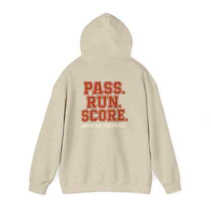 Pass. Run. Score Spartan Football Gildan Hoodie