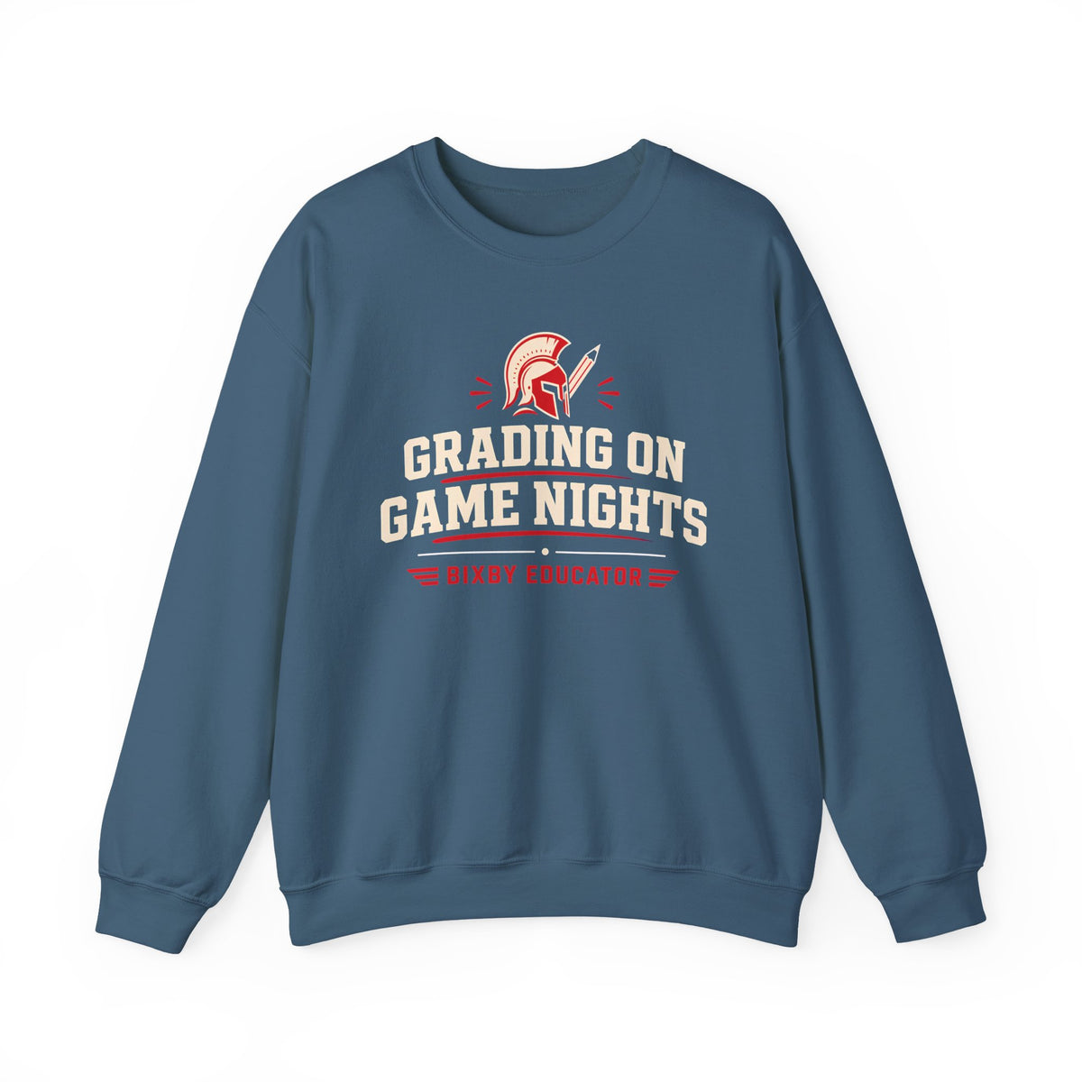 Bixby Spartans Grading On Game Nights - Funny Teacher Game Night Gift Sweatshirt