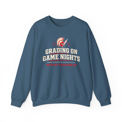 Bixby Spartans Grading On Game Nights - Funny Teacher Game Night Gift Sweatshirt