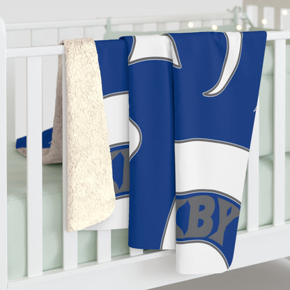 Spartan White Large Pattern Logo Comfy Sherpa Fleece Blanket