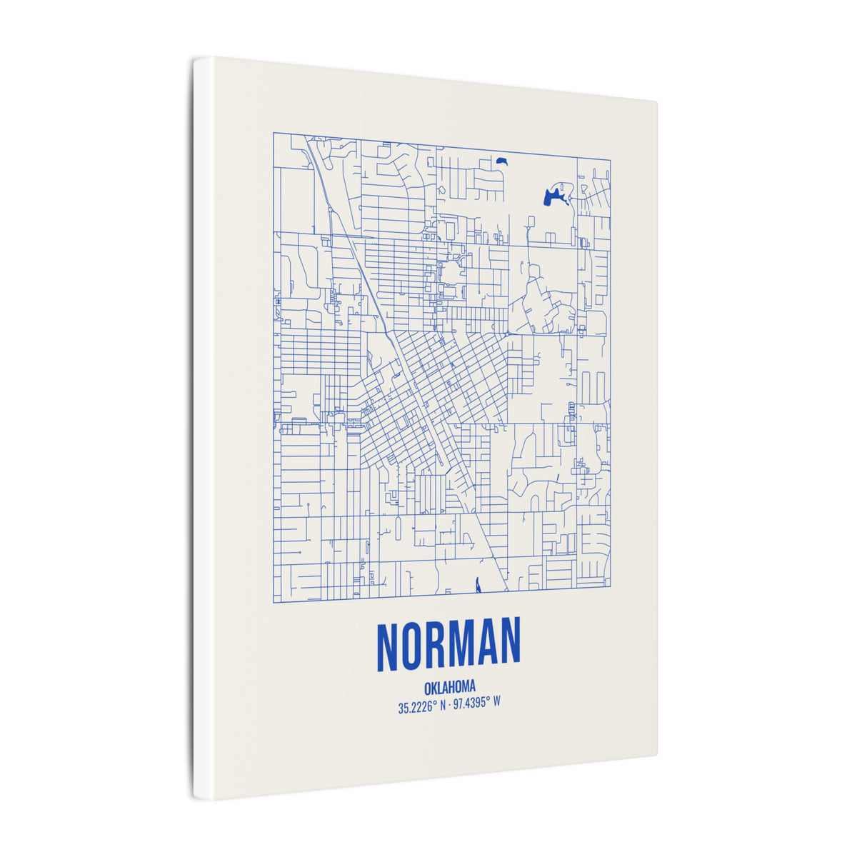 Norman Street Map Canvas, Royal Blue on Cream